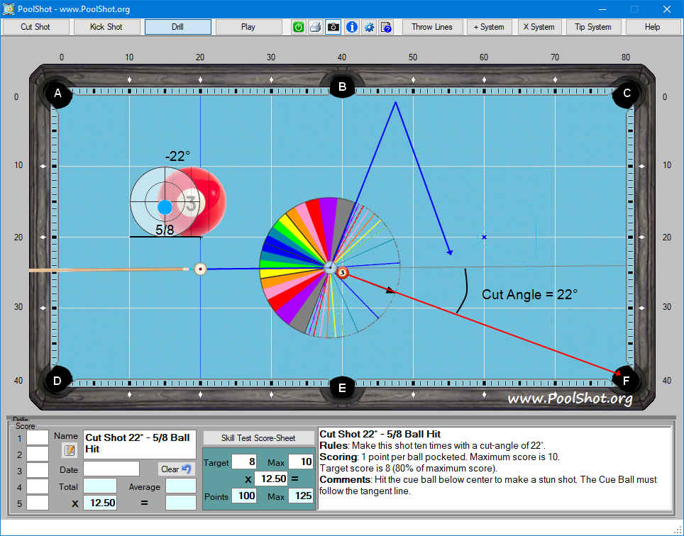 Cut Shot 22° - PoolShot Aiming Protactor